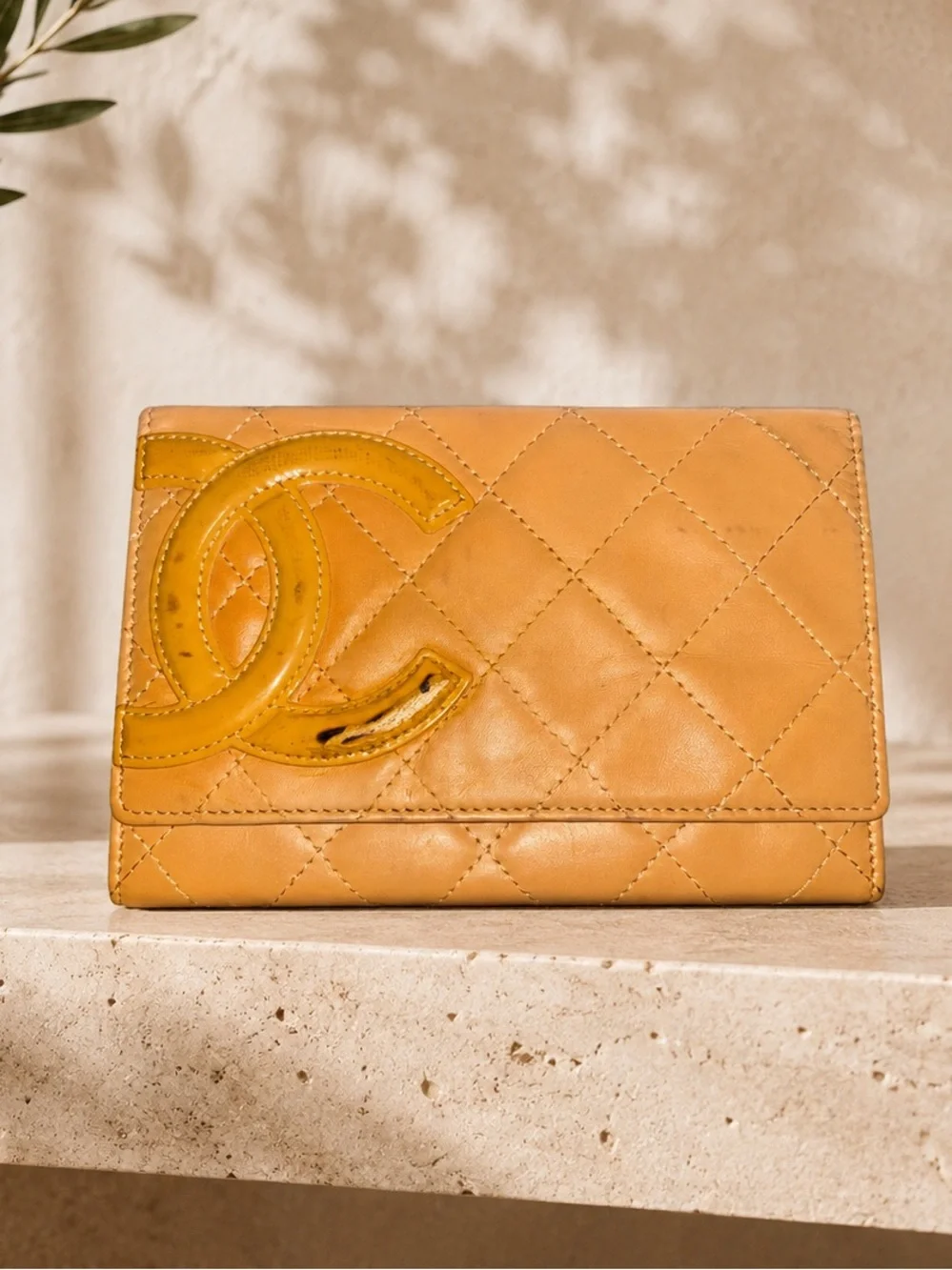 CHANEL Calfskin Quilted Cambon CC Wallet – Yellow Beige with Gold CC Accents